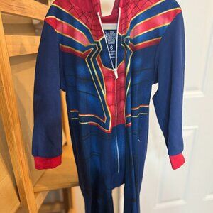 Marvel Avengers Spider-Man Fleece Hooded Onesie Pajamas Size 6